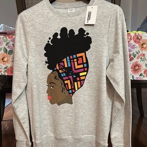 Woman Size S - Gray Graphic Sweatshirt with Colorful Design